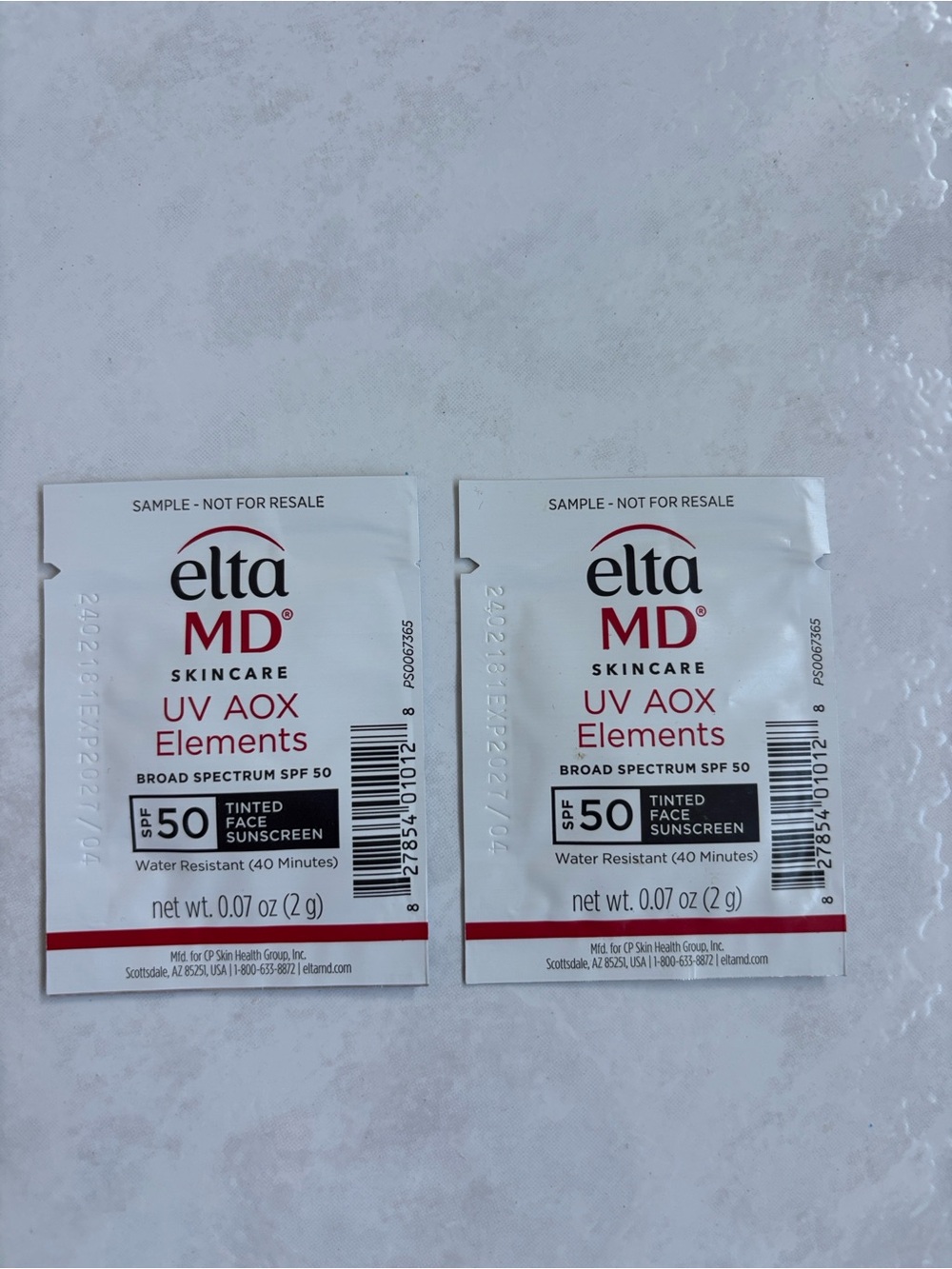 New 2 samples of EltaMD UV AOX Elements Tinted Face Sunscreen, SPF 50